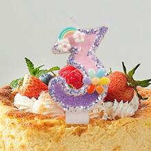 Velas con números de flores de arcoíris, velas para tartas de cumpleaños, decoraciones de cumpleaños para fiestas temáticas y celebraciones de aniversario. - Verde - Ver 2