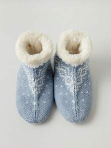 1 Pair Rabbit Fur Thermal Lined Slipper Socks, Soft Warm Thick Non-Slip Floor Socks For Men And Women, Autumn/Winter, Cozy Socks - Multicolor - View 17