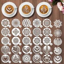 25pcs Coffee Latte Art Stencils, Round Handle Hollow Coffee Stencils, Leaf, Heart, Snowflake, Swan Shaped Reusable Painting Templates For Coffee Making, Beverage Decoration, Baking Decoration - White - View 11