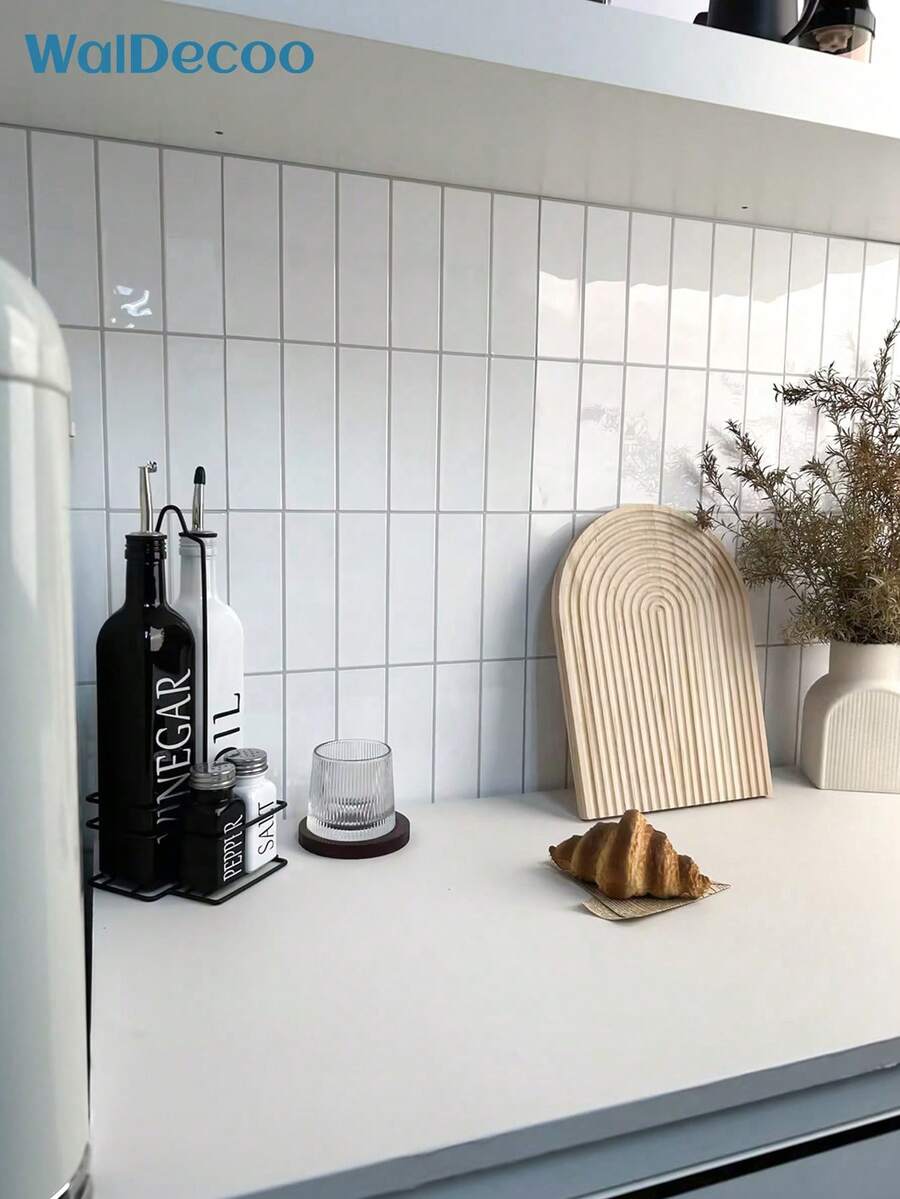 加厚设计自粘式防溅板，12英寸 x 12英寸 - 3D立体自粘瓷砖防溅板，适用于厨房、浴室、墙面，4片装/10片装/20片装