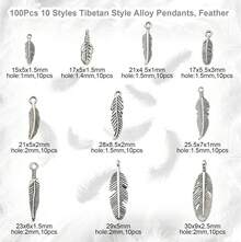 dijes de plumas tibetanas de plata envejecida, diseño de alas de ángel, para manualidades, pulseras, collares, joyería - 1 - Ver 2