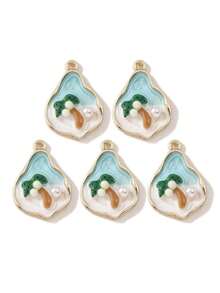 Set de 5 colgantes con diseño de medusa/cangrejo/estrella de mar, con estilo de pintura al óleo vintage con temática oceánica, combinando un estilo retro y de vacaciones, adecuado para hacer collares, pulseras, llaveros, encantos de bolso, accesorios de joyería para vacaciones en la playa