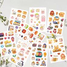 8pcs Little Bear Daily Stickers Cute Cartoon Animals Decal DIY Scrapbook Guitar Luggage Bottle Surfboard Stickers For Teens Gift - Multicolor - View 8