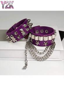 Pulseira de Couro PU Estilizada, Acessório de Pulseira de Dança de Rua com Caveira Única, Pulseira de Hip-Hop, Joia, Pulseira de Festa, Presente de Feriado.