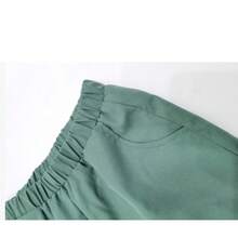 4-8岁男童彩色条纹上衣和卡其色短裤套装，轻便舒适，适合游乐场、海滩和日常穿着 - 墨綠色 - 查看 7