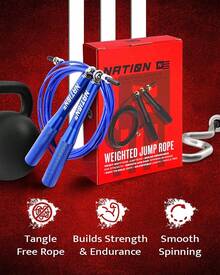 WOD Nation Aluminum Handle High Speed Adjustable Jump Rope For Women And Men - Perfect Skipping Rope For Boxing, Fitness, Workout - 藍色 - 查看 9