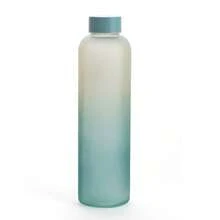 Quid Botella vidrio ATÉ 0,6L - Diseño bicolor degradado en azul, verde y beige - Reutilizable, ligera y ecológica - Para agua, zumos o smoothies - Cierre hermético antigoteo - Ideal para deporte, oficina o viajes Entrega 48/72H