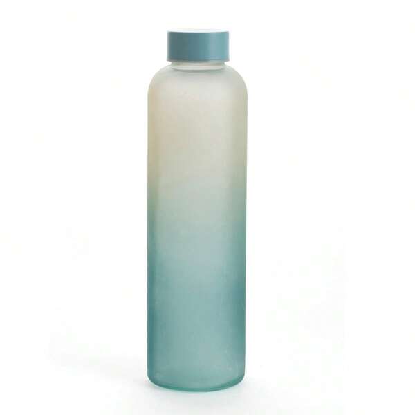 Quid Botella vidrio ATÉ 0,6L - Diseño bicolor degradado en azul, verde y beige - Reutilizable, ligera y ecológica - Para agua, zumos o smoothies - Cierre hermético antigoteo - Ideal para deporte, oficina o viajes Entrega 48/72H