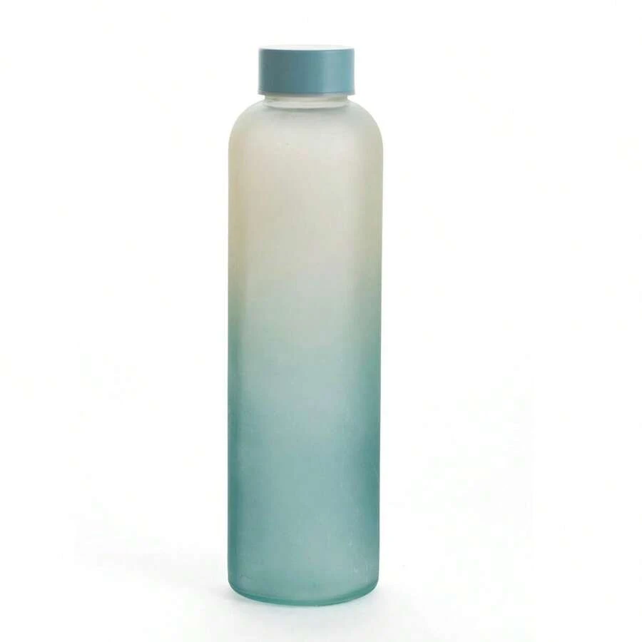 Quid Botella vidrio ATÉ 0,6L - Diseño bicolor degradado en azul, verde y beige - Reutilizable, ligera y ecológica - Para agua, zumos o smoothies - Cierre hermético antigoteo - Ideal para deporte, oficina o viajes Entrega 48/72H