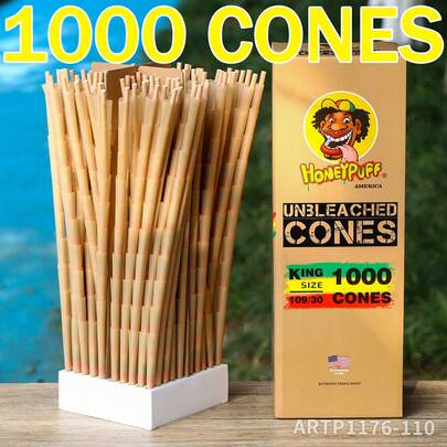 1000个特大号预卷锥形滤嘴，带“W”形嘴端；110毫米慢燃卷筒纸锥；金属漏斗；吸烟配件；派对礼品；生日礼物；情人节礼物