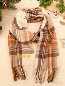 1pc Personalized Personalized Christmas Scarf, With Print Name Birthday Anniversary Gift ,Daily Use Fashionable, Colorful, Vintage, Contracted, Stylish, Fall Fashion, Old Money Custom, Personalized, Unique, Customized Ideal Gifts - Multicolor - View 2