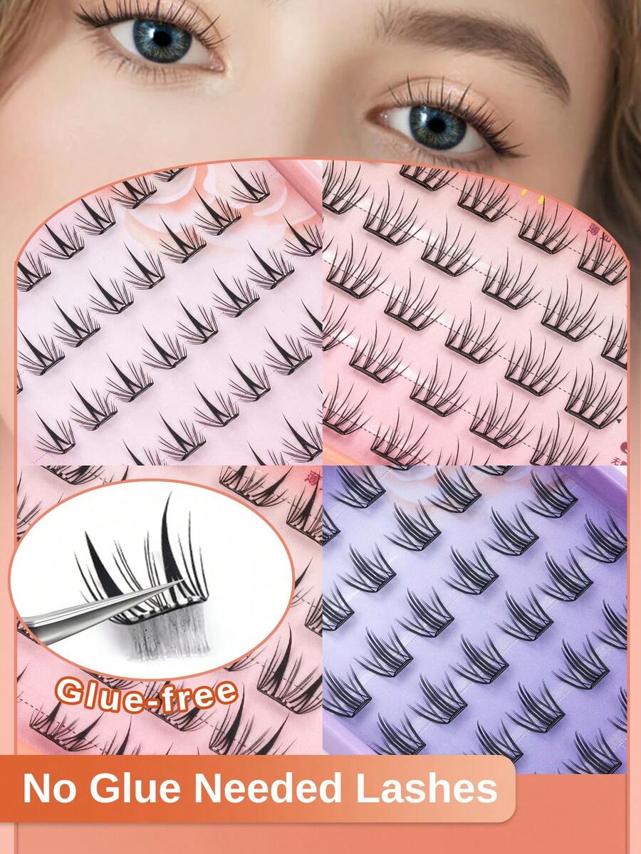 30 Pcs DIY Clusters Eyelash Self-Adhesive Glue Free False Eyelashes Natural Soft Lashes  Foxes Eyelash  - fox eye lashes - View 1