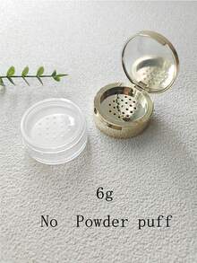 Multi-Functional Empty Rose Gold Powder Case With Powder Puff, Silver/Gold Spiral Cap, DIY Pigment Bottle, Includes Plastic Glitter For Nail Polish - Multicolor - View 5