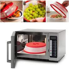 Juego de 2 Piezas Tapa Microondas Plegable Cubierta Para Microondas Tapa de Microondas Con Agarre Cubierta Plegable Para Microondass Negro y gris - Gris y rojo - Ver 4