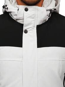 Giacca con cappuccio, autunno/inverno, con cerniera, uomo, calda, tinta unita, casual, classica, per uso quotidiano, stile di strada, basic, vestibilità regular - Beige chiaro - Visualizzare 5