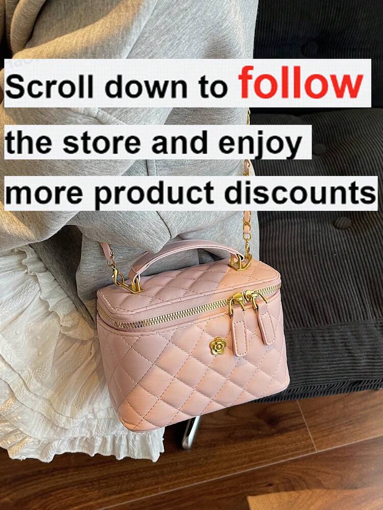 New Handheld Box Bag, Simple Chic Shoulder & Crossbody Bag , Pink - Pink - View 2