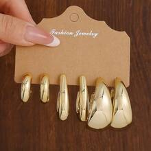 1 Set modische minimalistische geometrische Muster CCB Ohrringe, geeignet für den täglichen Gebrauch von Frauen, Geburtstags- oder Feiertagsgeschenk für Freunde - Goldgelb - Übersicht 3