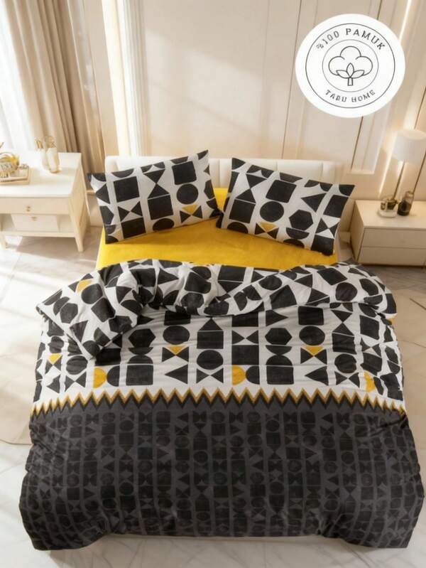 100% Cotton Bedding Set | Single (160x220 + 1 Pc 50x70 Pillowcase) & Double (200x220 + 2 Pcs 50x70 Pillowcases) | Button Closure | Made In Turkey