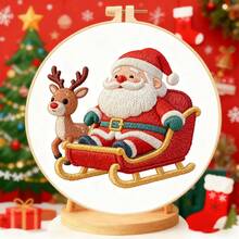 Christmas Embroidery Craft Kit - DIY Handmade Embroidery Supplies, Printed Pattern, Embroidery Floss, Needles, Complete Set For Christmas Tree Ornament, Christmas Gift