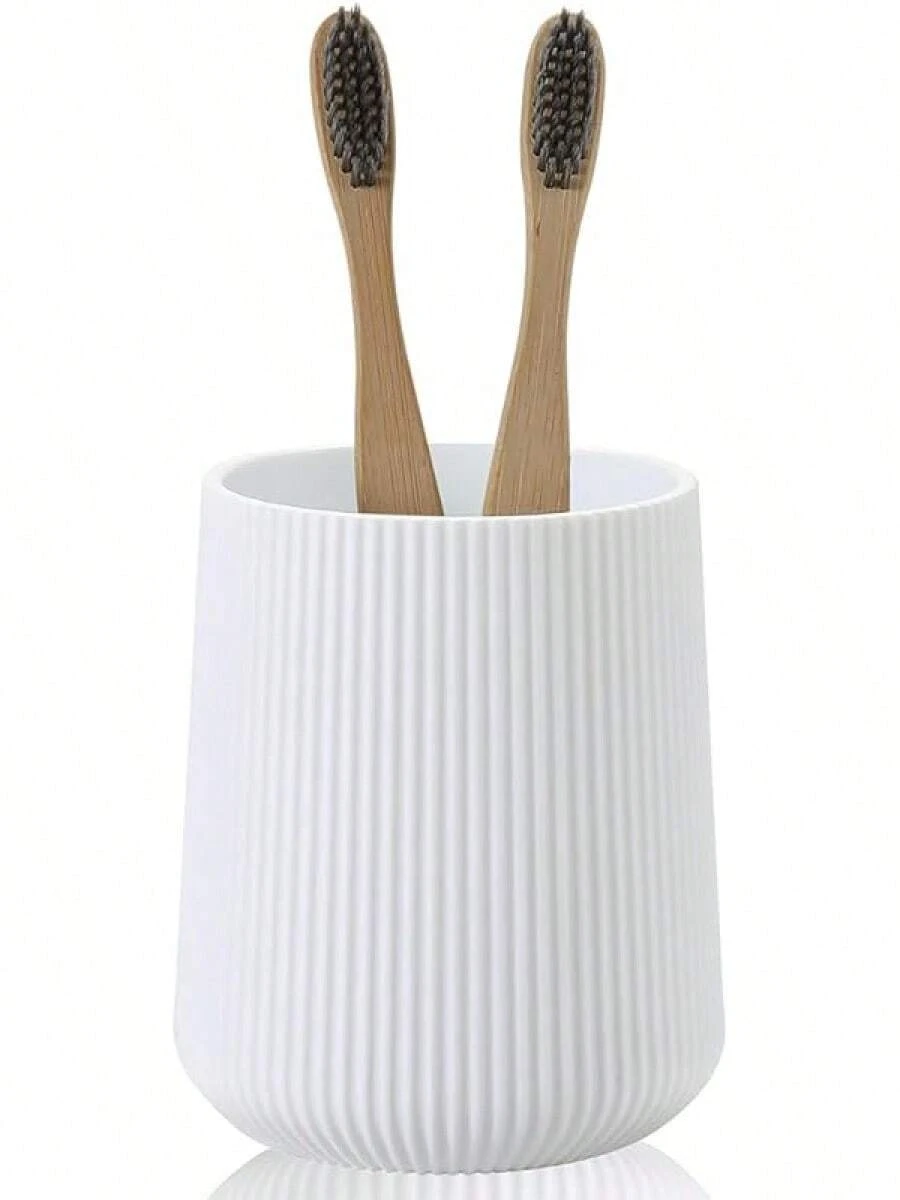 Toothbrush Holder Toothbrushes Bathroom Organizer Toothpaste - White Ribbed - 查看 1