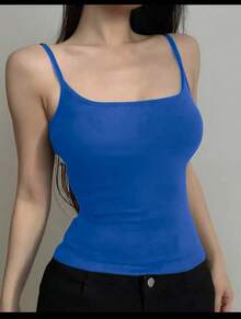 Basic Women's Tank Top With Straps. Basic Baita Nightgown/Vest - Blue - View 1