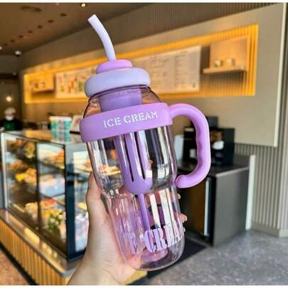 Garrafa de Água com Canudo de Silicone Grande com 1350ml Capacidade com Filtro Portátil