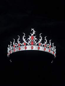 1件复古暗黑哥特式尖刺皇冠头饰，女士婚礼派对哥特风格暗黑皇冠头饰配饰