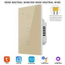 مفتاح إضاءة ذكي بتقنية واي فاي بلمسة - لا يتطلب سلك محايد، يعمل مع أليكسا وتطبيق توييا، تحكم صوتي وعن بعد، وظيفة المؤقت والمجموعة، لوحة زجاجية مقسى مع إضاءة خلفية، سهل التركيب/ذهبي - الذهبي - مشاهدة 10