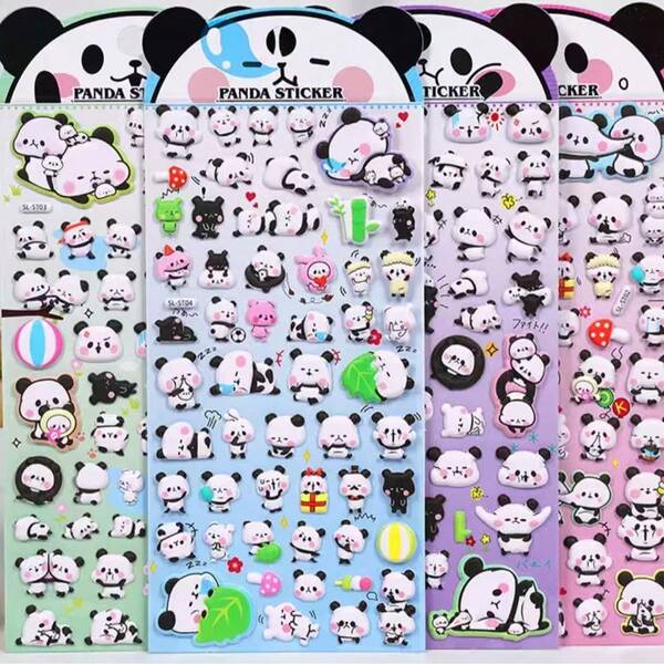 3D süße Panda Stereoskopische Tier Aufkleber, Bildungsbelohnungsaufkleber für Kinder, zum Selbermachen