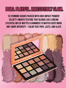 MISSLYN - 15-Color Pearlescent & Matte Eyeshadow Palette, Warm Brown Smokey Eye Makeup, Highly Pigmented, Blendable, Suitable For Y2K, Party, Beach, Travel, Holiday, Gift, Fashionable - #5 Blazing Ace - 查看 3