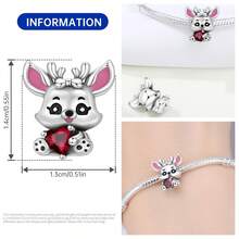CYMYSS 1 件套可爱动物主题吊坠，采用镀银铜材质，镶嵌立方氧化锆石——完美搭配女士手链，是情人节、生日或日常佩戴的理想之选。