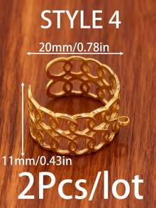 2 piezas/lote Anillos con forma de estrella de mar y corazón chapados en oro de 18K PVD, accesorios de acero inoxidable ajustables, base de anillo abierto geométrico de cadena ancha para hacer joyas DIY - Anillo DIY - Ver 19