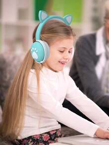 ELE-GATE Auriculares Bluetooth con garra de gato, auriculares con oreja de gato de Color macarrón, voz en vivo - Blanco - Ver 3