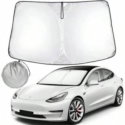 Sunshade For  Hihgland 2025 2024 Front Windshield Double Layer Light Blocking Foldable Sun Shade With A Storage Bag Accessories For  2024-2017