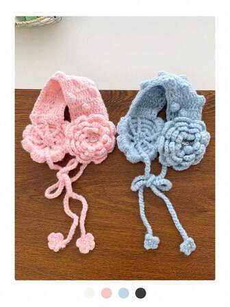 Cute Floral Knitted Ear Warmers For Women, Winter Warm Cycling Earmuffs, Versatile Handmade Knitted Flower Headband, Autumn/Winter Warm Knitted Ear Cover Headwrap, Fashion Versatile Knitted Scarf Earmuffs Ear Muffs