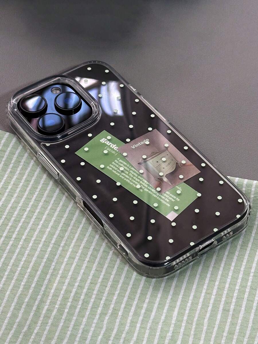 可爱波点时尚手机壳，白色波点图案，闪亮星空透明手机壳，兼容 17 Pro Max/16/15/14/13/12 Pro Max/11，可爱梦幻闪亮防震保护壳，韩式风格礼物，春季生日礼物