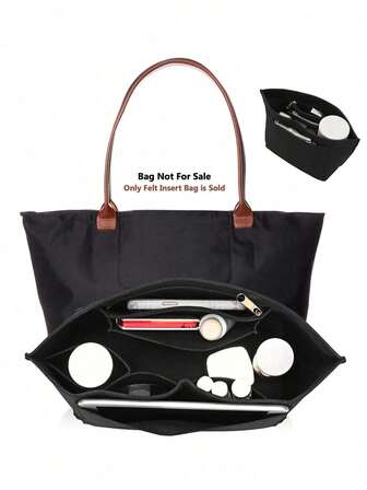 Felt Insert Bag For Le Pliage Tote Handbag Liner Bag Multi Pocket Felt Cloth Bag Support Travel Portable Insert Purse Organizer With Zipper Back To School Supplies Back To School Essentials