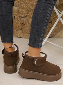 Fall/Winter Thick Sole Comfortable Slip-On Ankle Boots, Warm, Fashionable, Versatile,Fur Boots