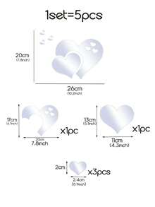 5 Peças Conjunto de Adesivos de Parede em Espelho 3D em Formato de Coração, Adesivos Autoadesivos de Acrílico em Formato de Amor para Decoração do Dia dos Namorados, Casamento, Aniversário, Decoração Doméstica, Decoração de Parede do Quarto Mais Vendida, Espelhos de Acento da Sala de Estar, Adesivos de Parede para Casa. Dourado/Prata/Preto/Vermelho Reflexivo Removível - 5 Tamanhos de Corações Interligados com Película Protetora, Descolar e Colar para Decoração da Casa, Papel de Parede, Espelhos de Parede, Pinturas Decorativas, Arte de Parede em Espelho, Ideia de Presente Campeão para Casais