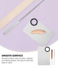 3 Piecesmetal Foundation Mixing Palette Set With Spatula, Durable And Easy-To-Clean Palette, Versatile Cosmetic Tool Kit For Mixing Foundation, Lipstick, Eyeshadow, And Nail Polish - Multicolor - View 3