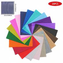 20 piezas de tela de algodón sólida, combinación de lunares multicolor, adecuada para manualidades de costura DIY y proyectos de costura, aplicable para regalos de Navidad, Pascua, Halloween, Año Nuevo Chino y otras festividades, costura de patchwork DIY, guirnaldas, tela para muñecas, decoraciones, artesanías y decoración del hogar, tela para envolver regalos | Varios diseños | Detalles decorativos con borlas, dos tamaños disponibles