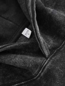 Playeras De Hombre 400G Heavyweight Washed Hoodie - Minimalist Solid Color - Streetwear Essential Versatile Daily Wear - 黑色 - 查看 4