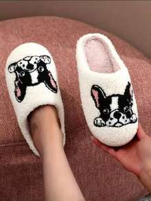 热搜网络名人冬季卡通棉拖鞋女士新款可爱保暖毛绒室内情侣穿棉鞋男士 - 白色 - 查看 9