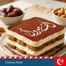 7.83 英寸 X 4.68 英寸亚克力提拉米苏撒粉板，带有空心阿拉伯艺术文字设计的提拉米苏烘焙工具，简单的蛋糕撒粉板，易于操作，适合初学者蛋糕制作者，可重复使用，非常适合生日、节日庆祝和派对活动的提拉米苏蛋糕制作，蛋糕撒粉工具 - 彩色 - 查看 5