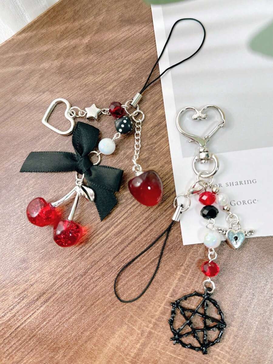 1pc Mobile Phone Pendant, Cute Cherry Mobile Phone, Suitable For Camera, Key Chain, Bag Pendant Decoration, Can Be Given To Friends, Girlfriend Gifts.