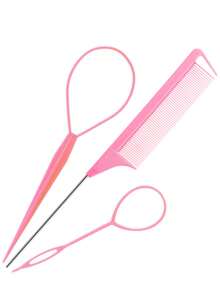 Hair Styling Tool Set - 3 Pcs French Braid Tool, Rat Tail Comb, And Metal Braiding Pin In - Multicolor - View 1