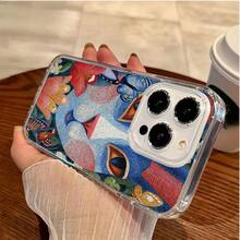 Blue Cat Face A Delicate And A Delicate And Elegant Design Phone Case Made Of TPU Material Shockproof Beautiful Cute Compatible With IPhone 16 15 14 13 1217 Pro Max Gift For Birthday, Mother, Family, Friends, Boyfriend, Girlfriend - Clear - View 4