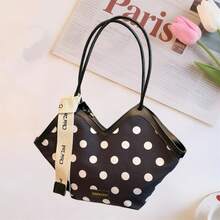 Bolso tote grande para mujer, bonito estampado de cerezas y lunares, bolso de hombro ligero - Multicolor - Ver 4