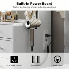 Yanosaku White Vanity Desk With Mirror & 12 LED Lights, 11 Drawers, 4 Shelves & Fold-Up Panel, Power Outlets, 3 Lighting Modes Adjustable, Ideal Gift For Mom, Daughter Or Family - Xem 6