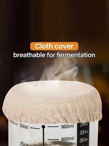 Reusable Jar Lids, Farmhouse Style Fabric Bread Fermentation Covers, Washable Wheat Straw Cloth Jar Lids, Elastic Wheat Straw Cloth Covers, Insulating, Fits 3-4 Inch Jar Mouths, With Cloth Lid, Suitable For Sourdough, Kombucha, Kefir, Cheese And Other Fermented Foods. - Multicolor - View 5